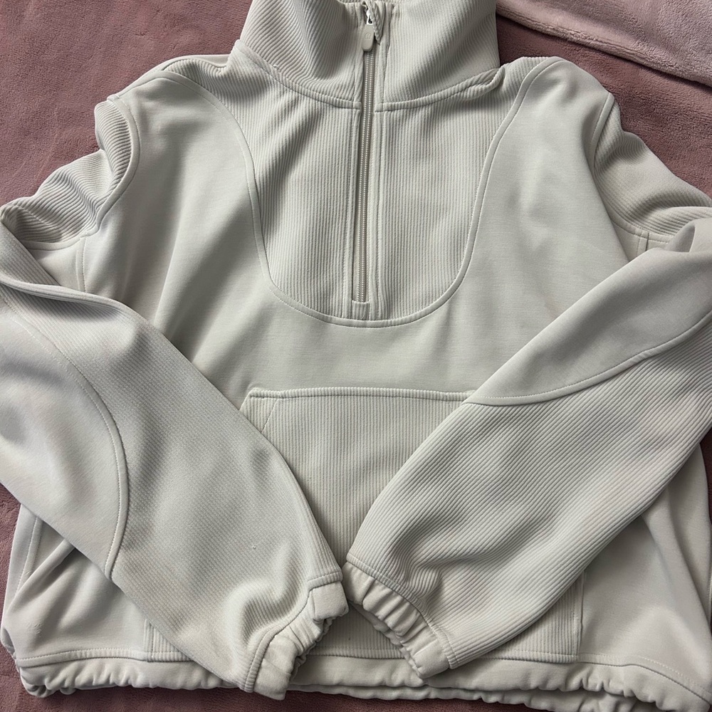 lululemon Ribbed Sofstreme Half-Zip Pullover Sweatshirt color bone
